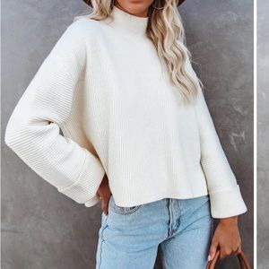 Vici - MOCK NECK CROPPED KNIT SWEATER